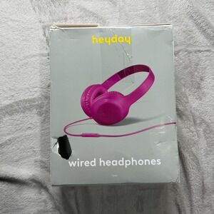 Heyday Wired On-Ear Headphones with Microphone Raspberry‎ Pink 3.5mm Jack NIB